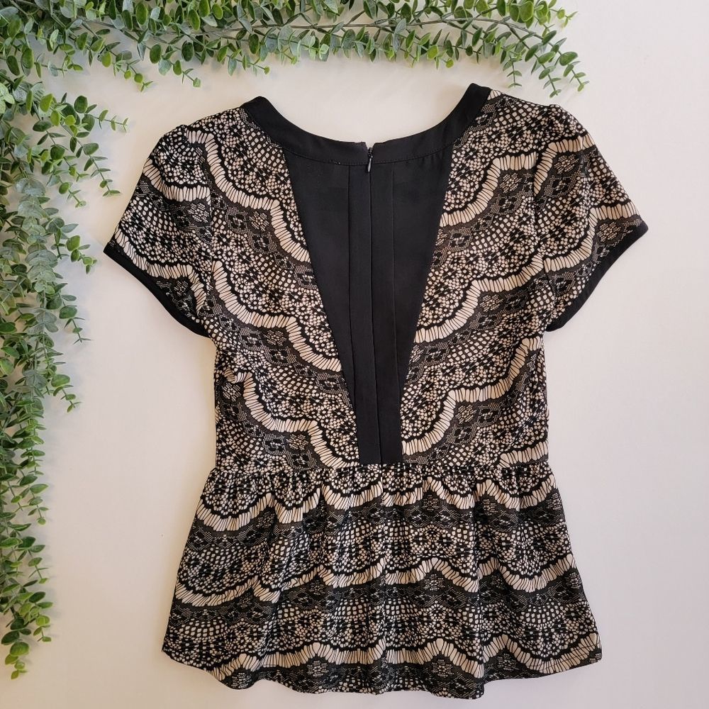 Skies Are Blue Black & Tan Lace Blouse - Picture 5 of 10